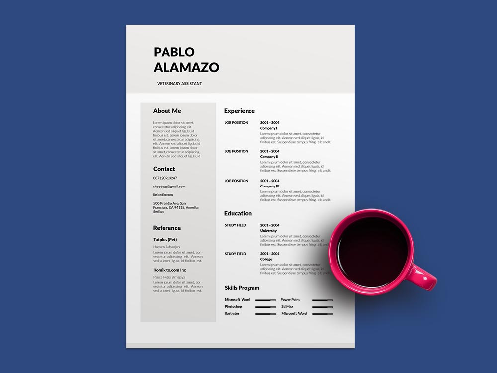 Free Veterinary Assistant Resume Template with Modern and Clean Look