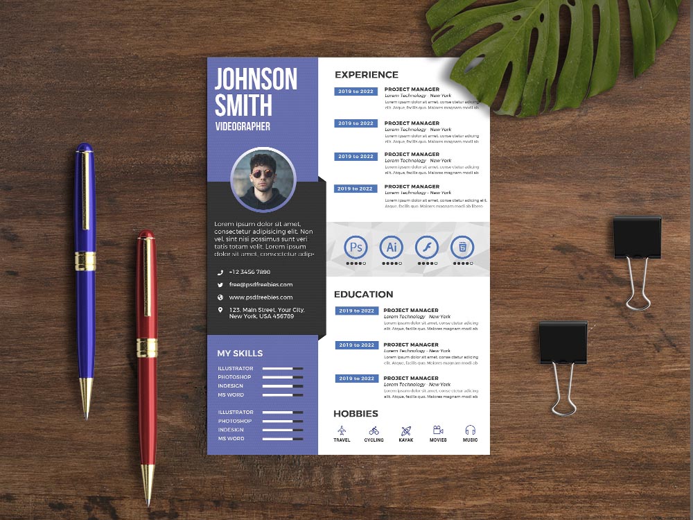Free Videographer Resume Template with Modern and Professional Look