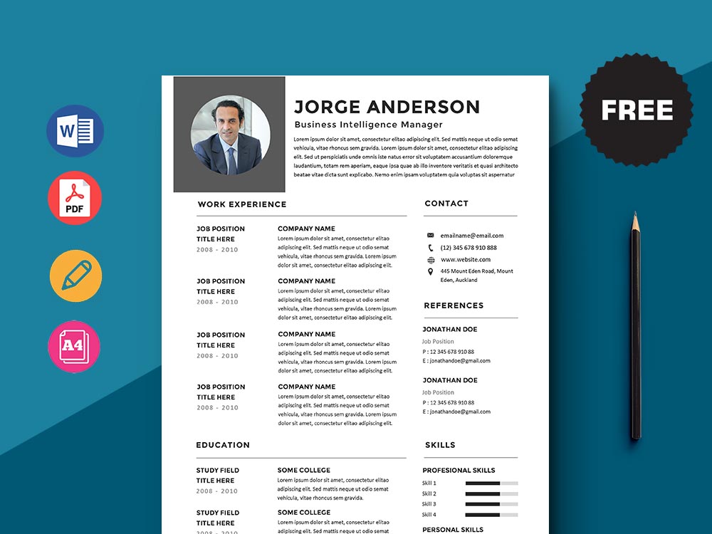 Free Business Intelligence Manager Resume Template with Simple Look