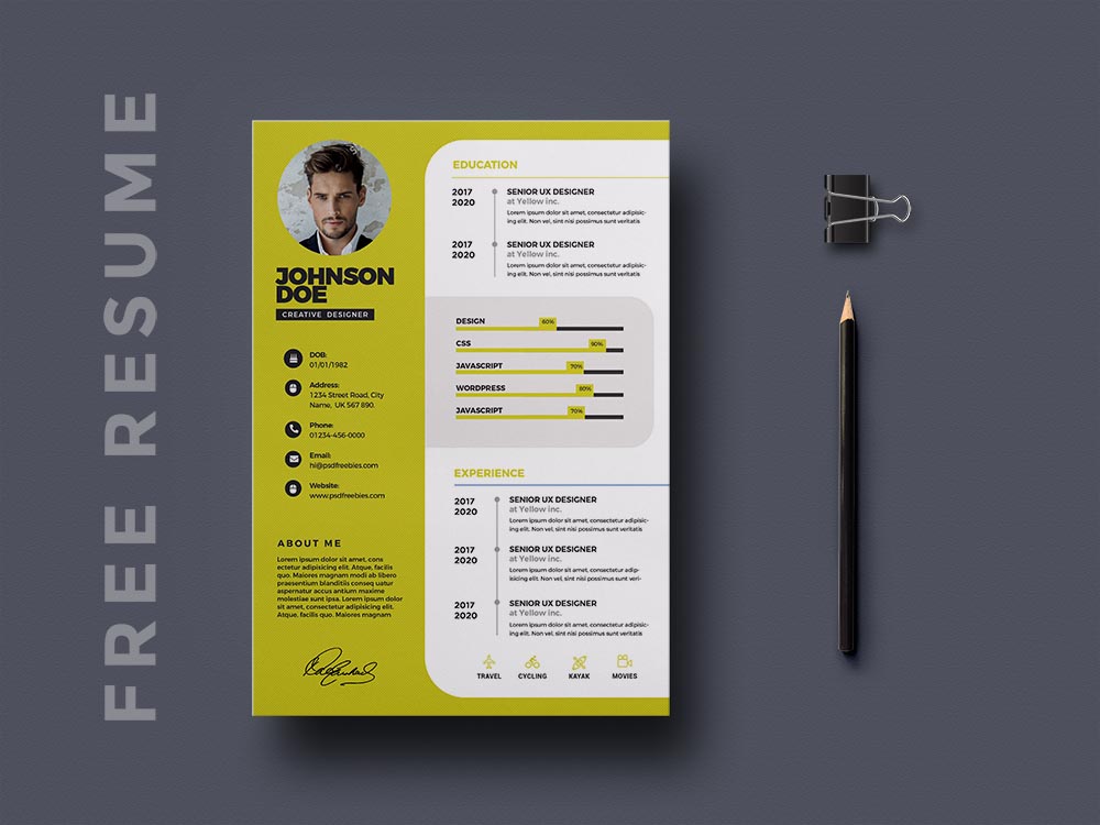 Free Minimal Resume Psd Template Free Download Riset