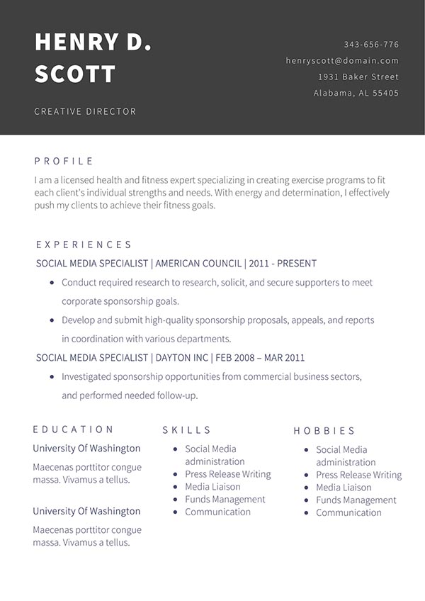 Creative Director CV Template