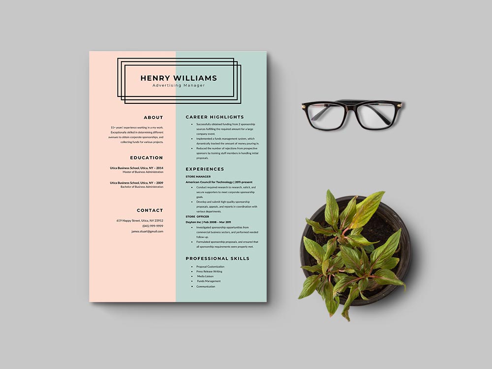Free Advertising Manager CV Template