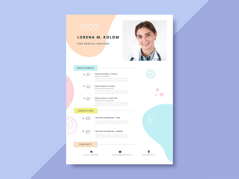Free Kids Medical Manager Resume Template