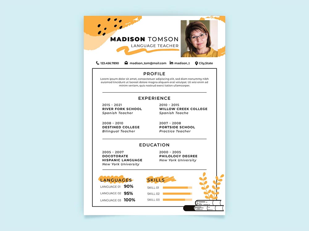 Free Language Teacher Resume Template