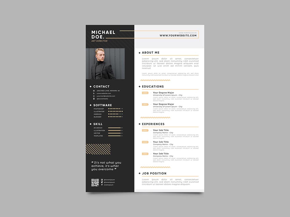 Free Masculine Resume Template for your Job Interview