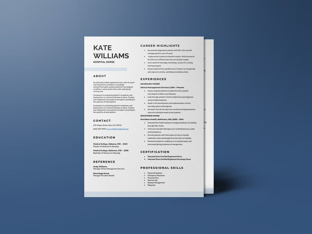 Free Medical Nurse Resume Template