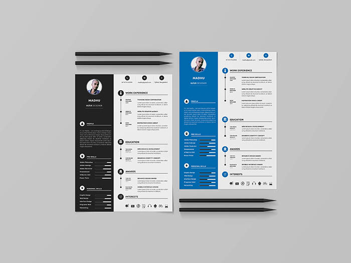 Free Modern Personal Resume with professional Design