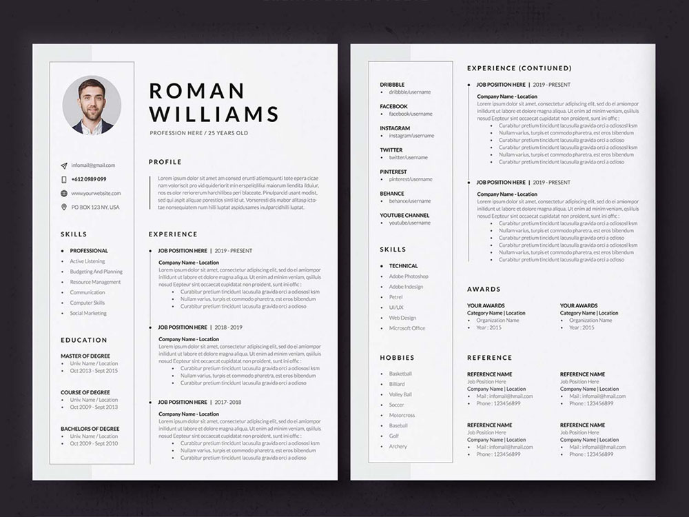 Free Three Pages Resume Template