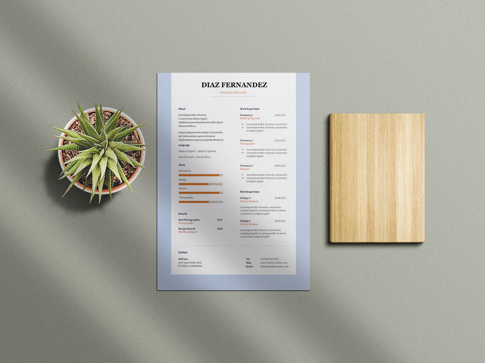 Free Wedding Organizer Resume Template