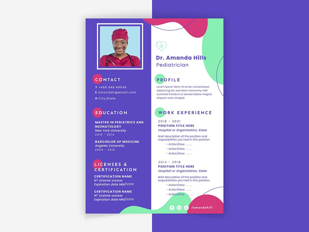 Free Pediatrician Resume Template for your Job Interview