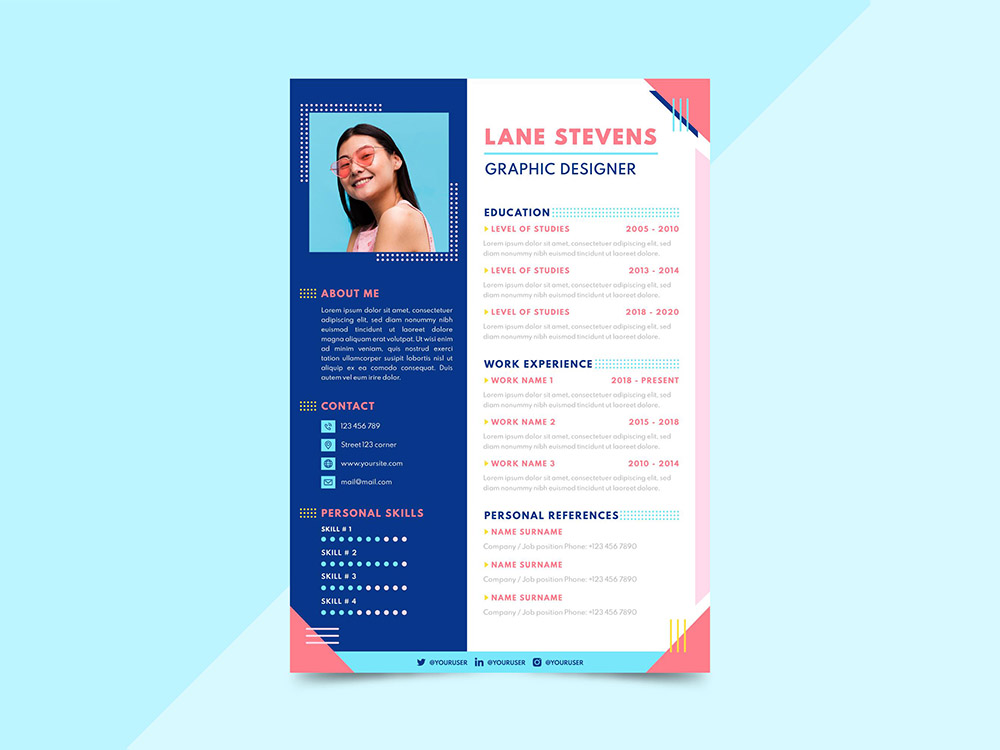 Free Colorful Flat Resume Template
