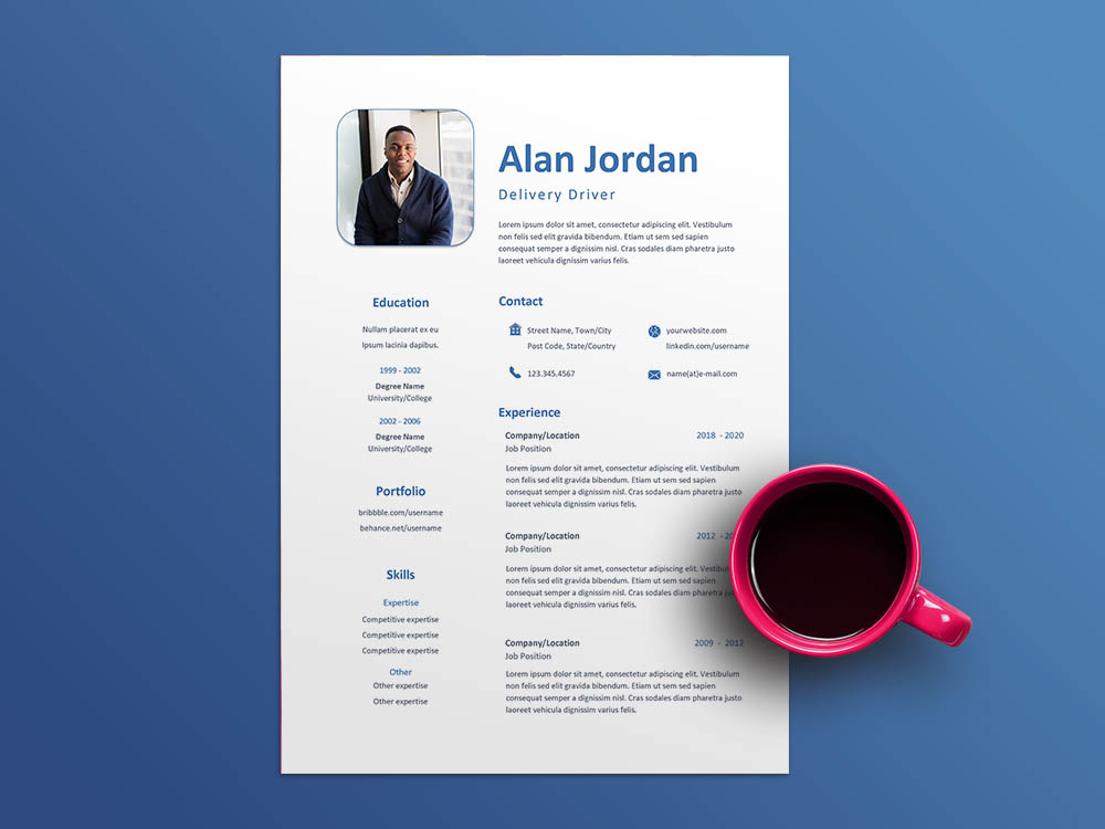 Free Delivery Driver Resume Template