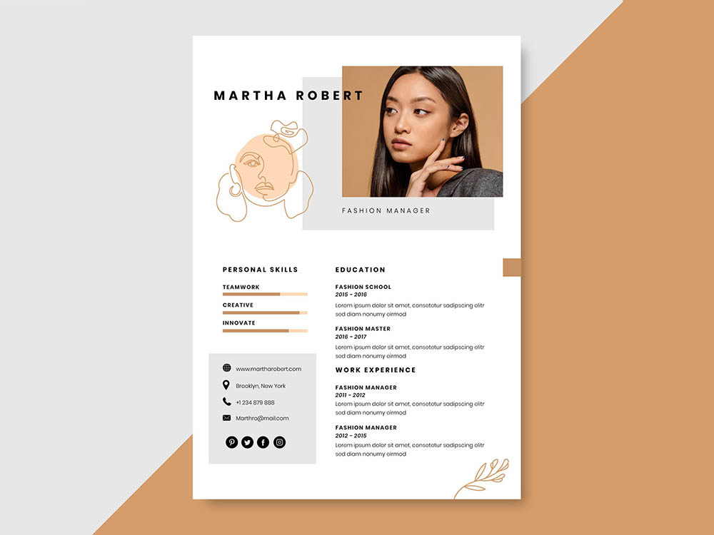 Free Elegant Fashion Resume Template