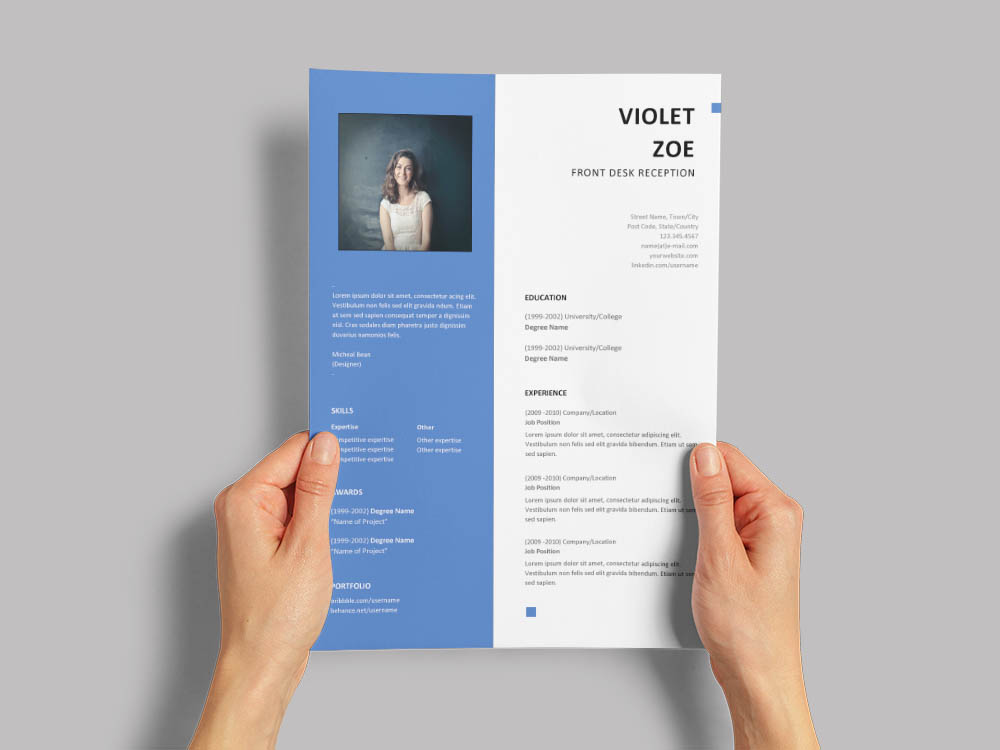 Free Front Desk Reception Resume Template