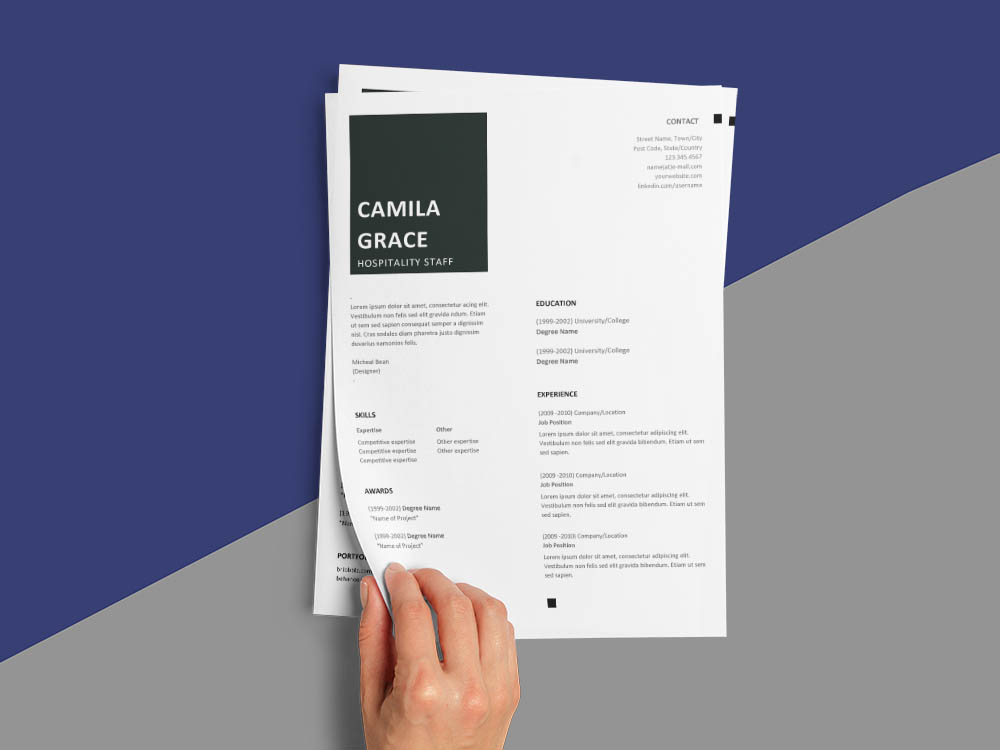 Free Hospitality Staff Resume Template