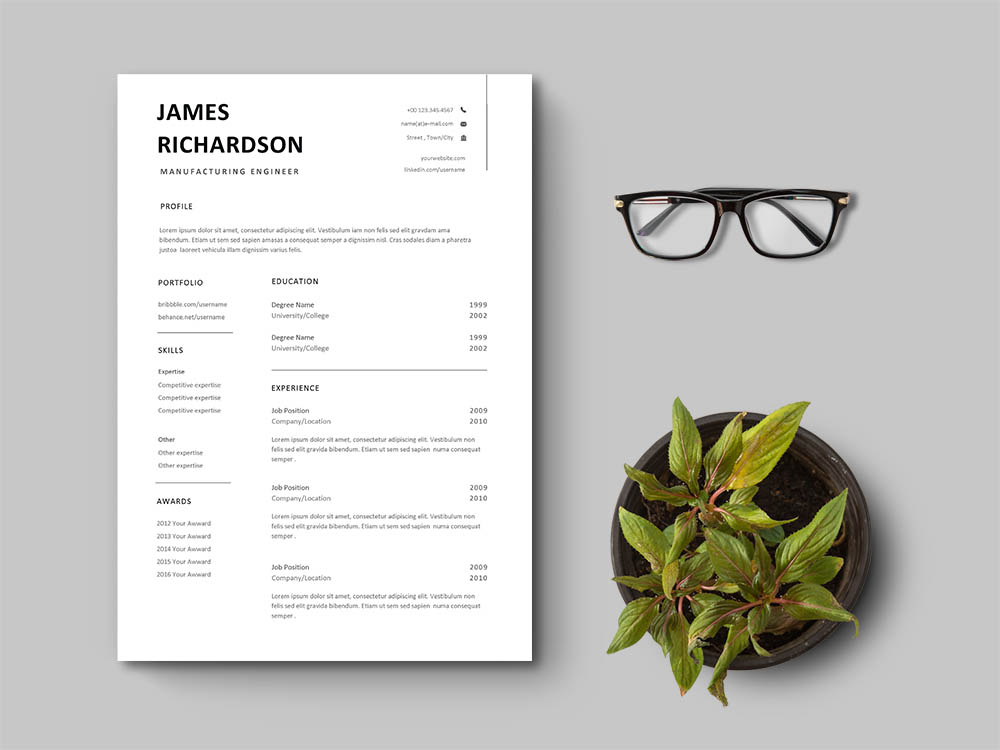 Free Manufacturing Engineer Resume Template