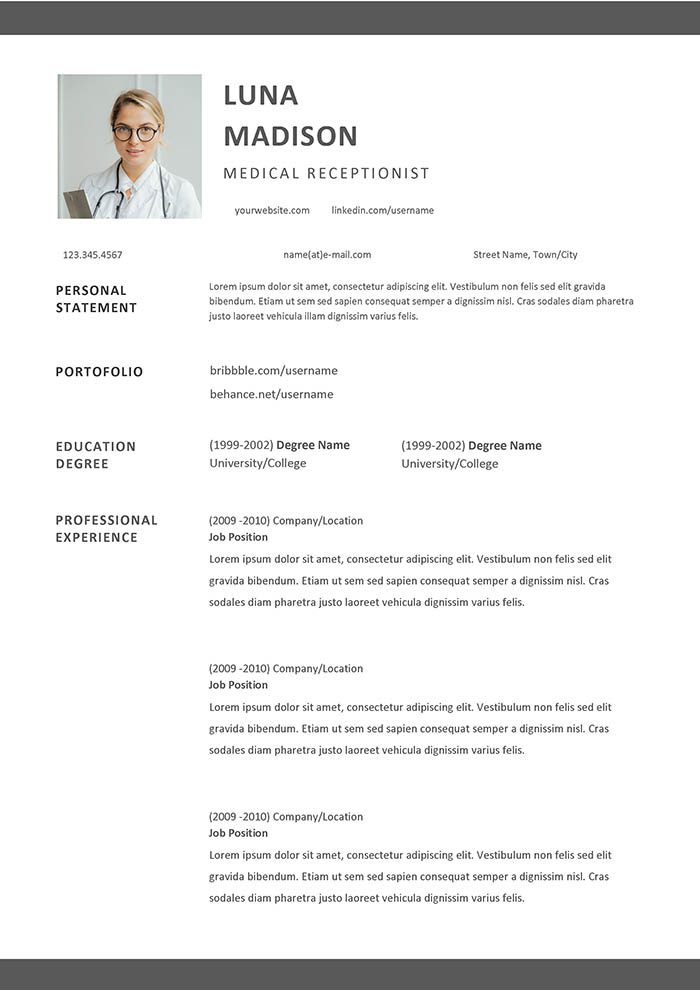 Medical Receptionist Resume