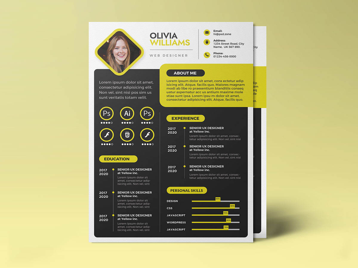 Free Creative A4 Paper Size Resume Template for Job Seeker