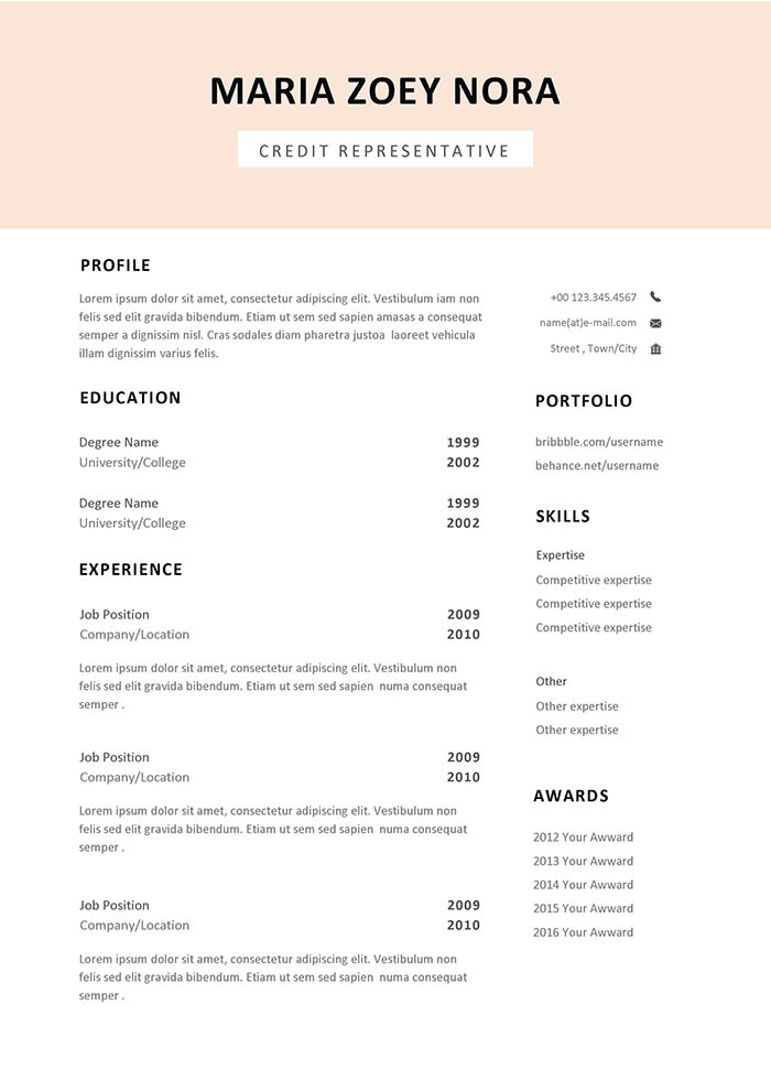 Credit Representative Resume