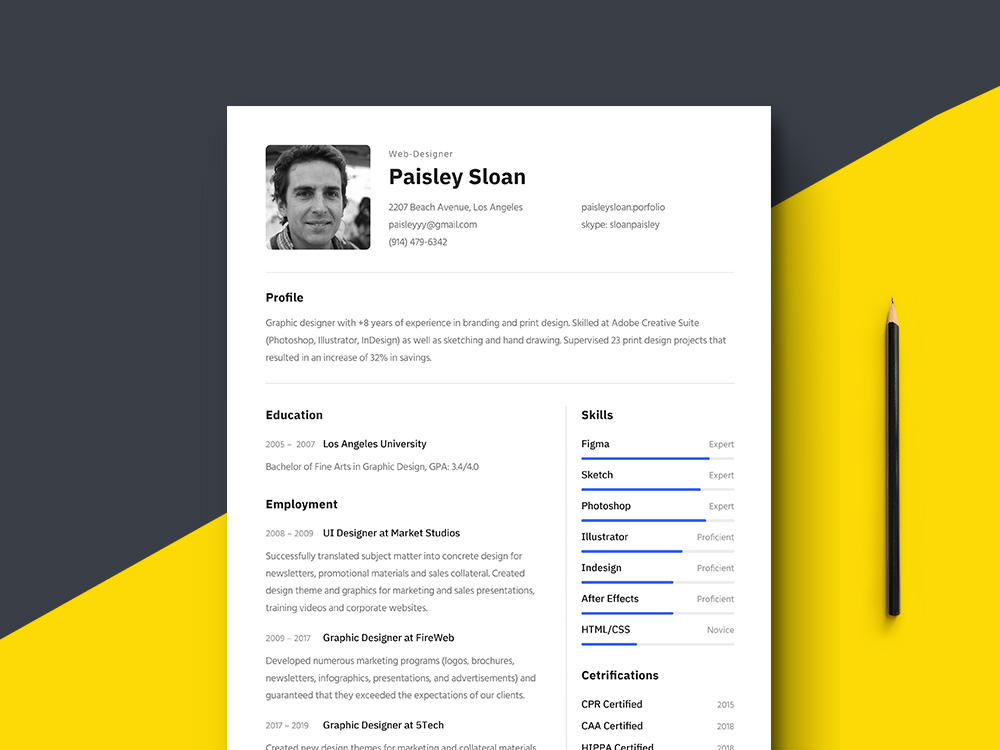 Free Clean Figma Resume Template for Any Job Position