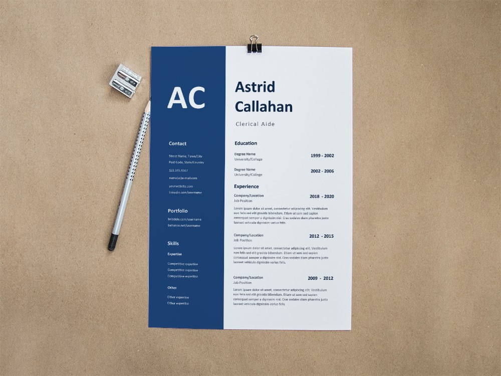 Free Clerical Aide Resume Template