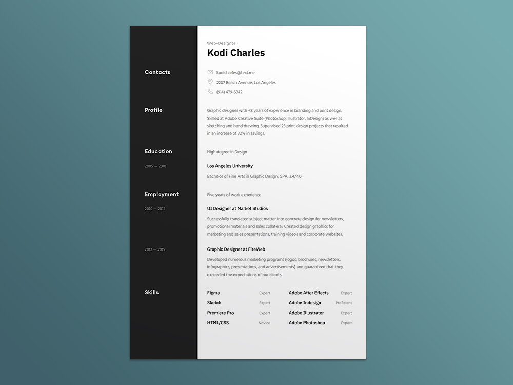 Free Elegant Figma CV Resume Templates