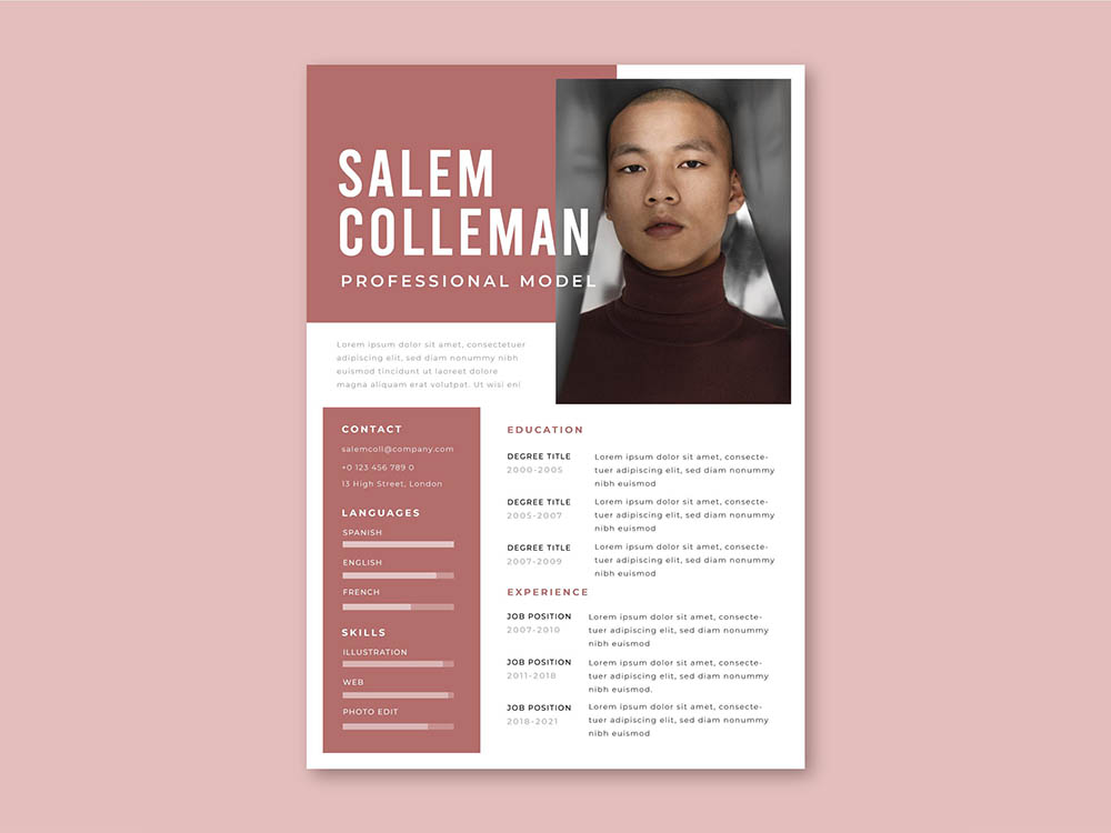 Free Modeling Resume Template for your Job Opportunity