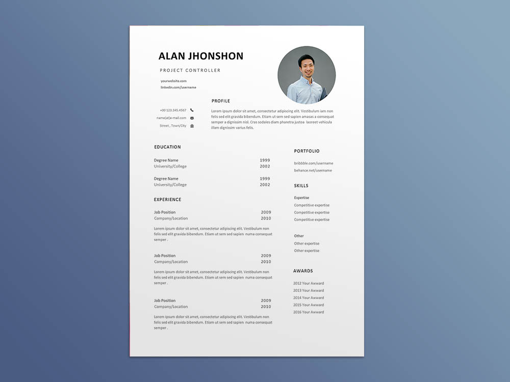 Free Project Controller Resume Template