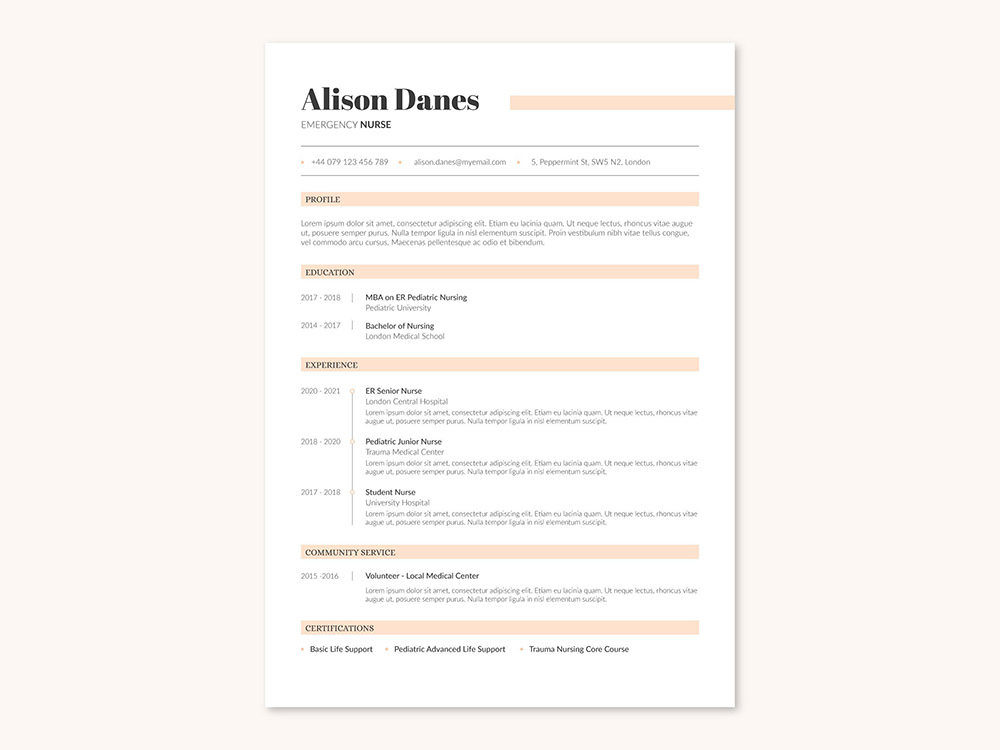 Free Simple Nurse Resume Template