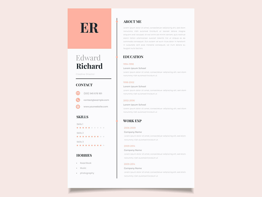 Free Vector Chronological Resume Template