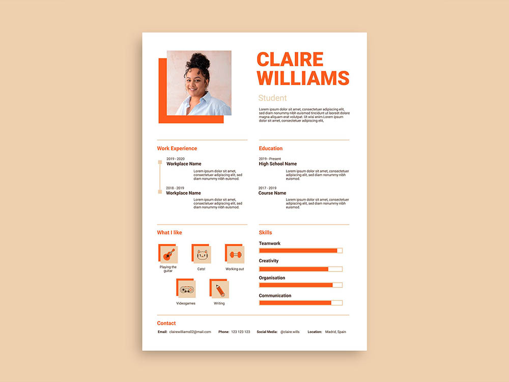 Free High School Student Resume Template