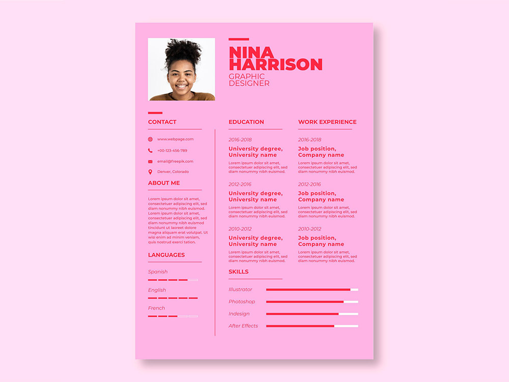 Free Simple Pink Resume Template