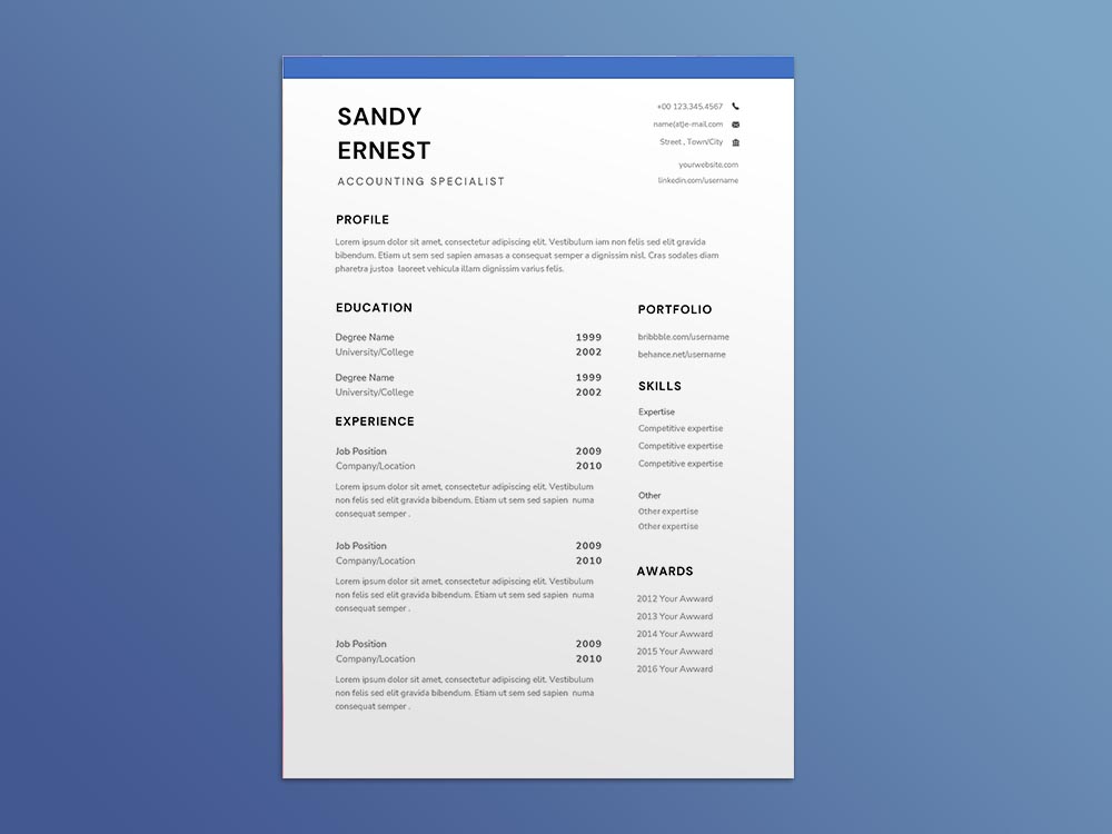 Free Accounting Specialist Resume Template