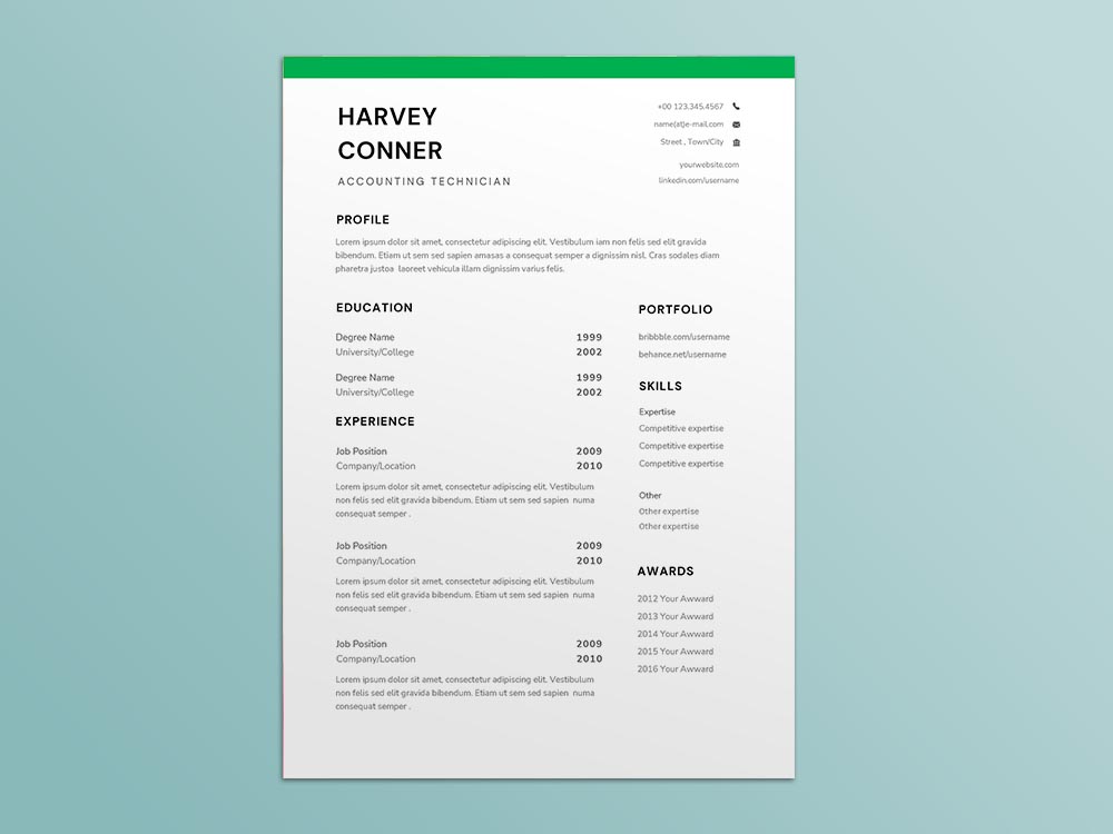 Free Accounting Technician Resume Template