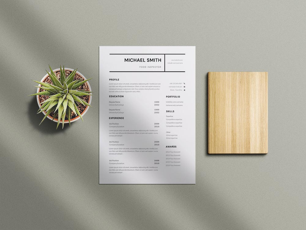 Free Food Inspector Resume Template