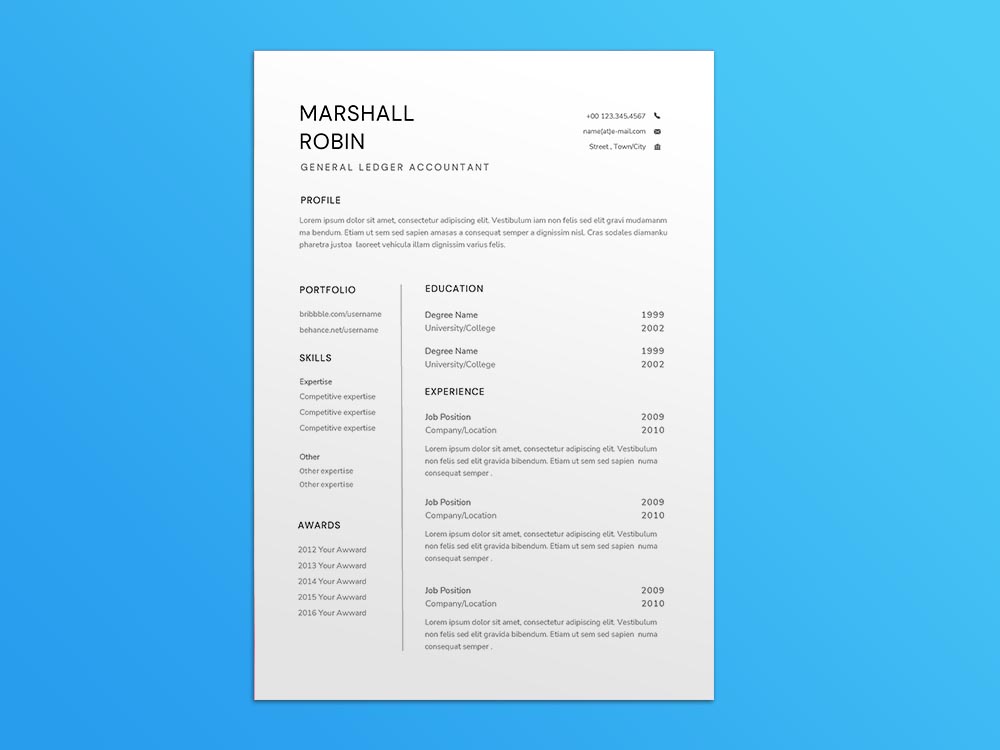 Free General Ledger Accountant Resume Template