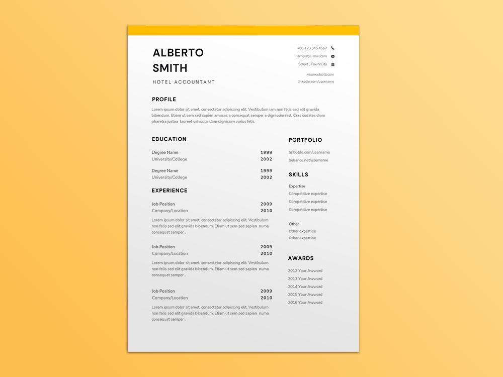 Free Hotel Accountant Resume Template