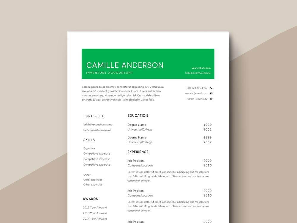 Free Inventory Accountant Resume Template