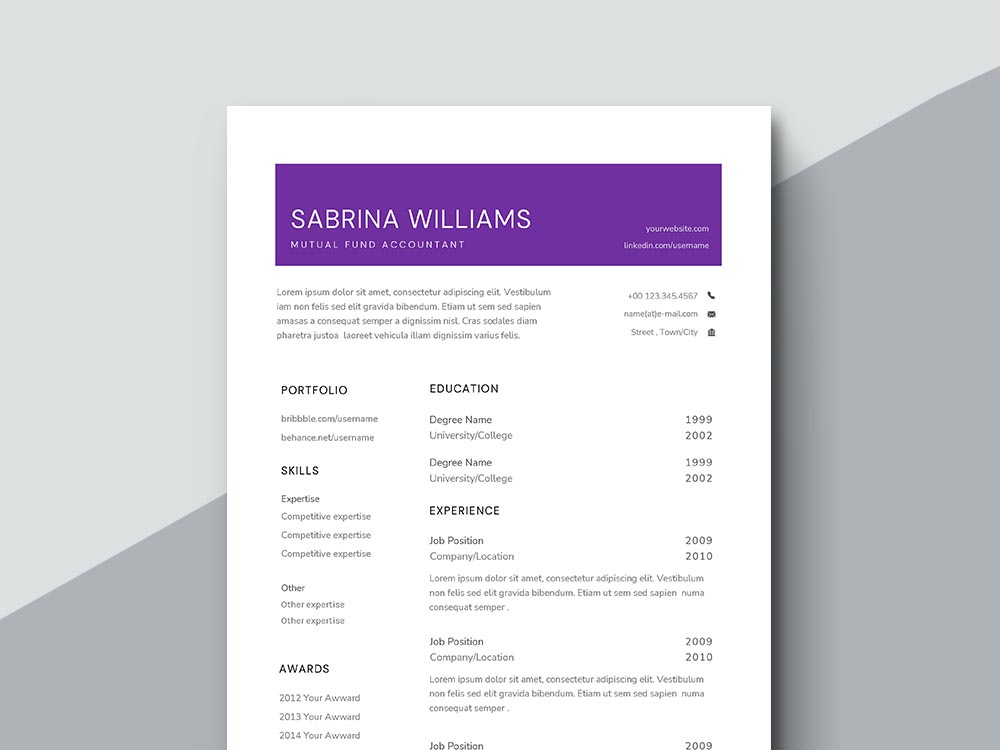Free Mutual Fund Accountant Resume Template