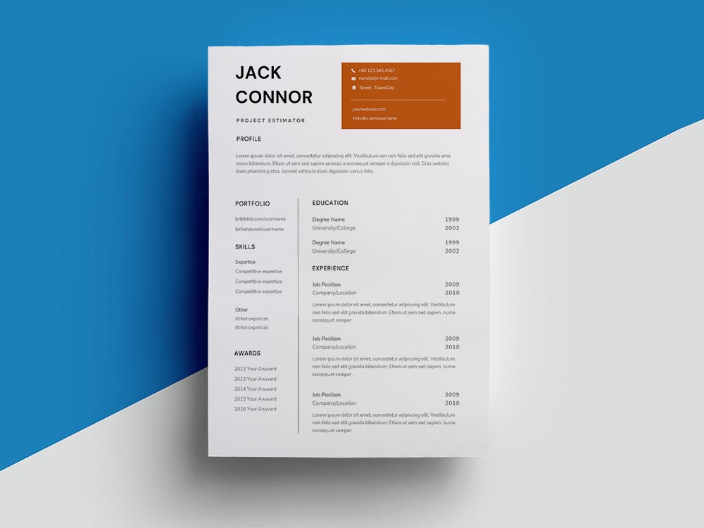 Free Project Estimator Resume Example Template