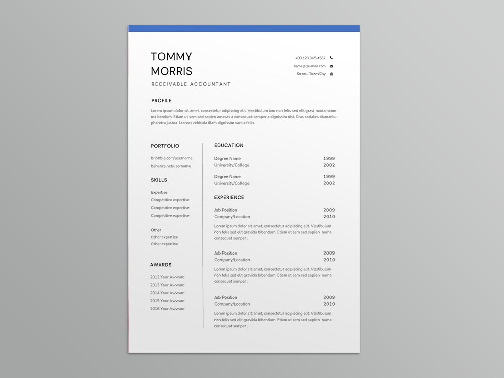 Free Receivable Accountant Resume Template