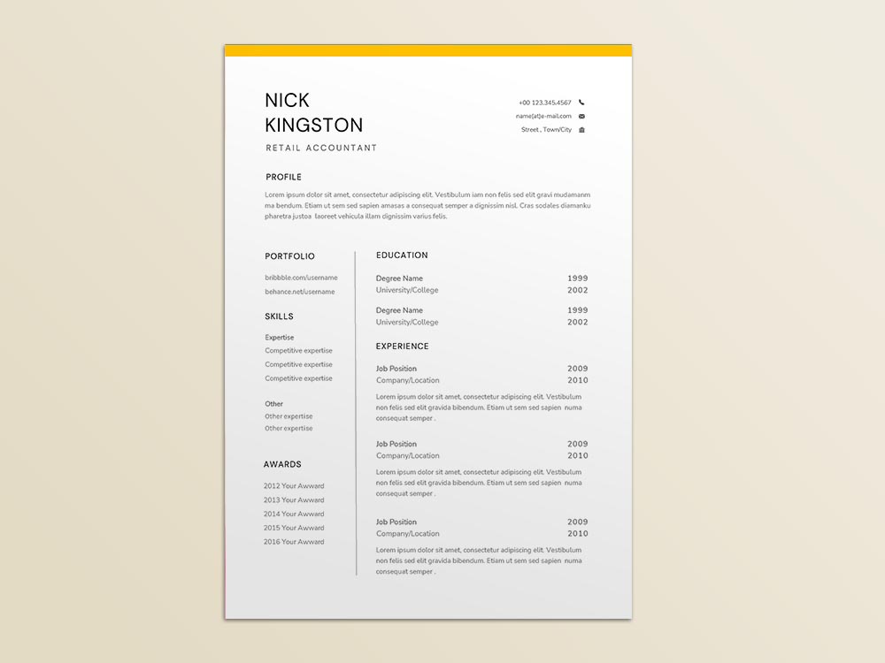 Free Retail Accountant Resume Template