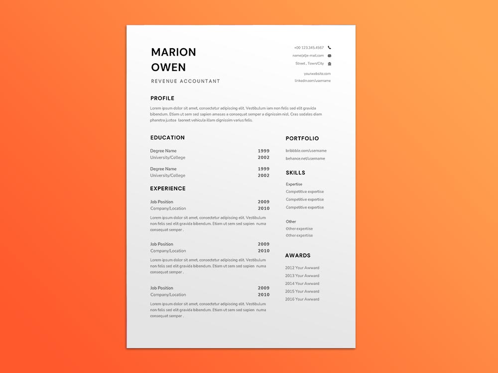 Free Revenue Accountant Resume Template