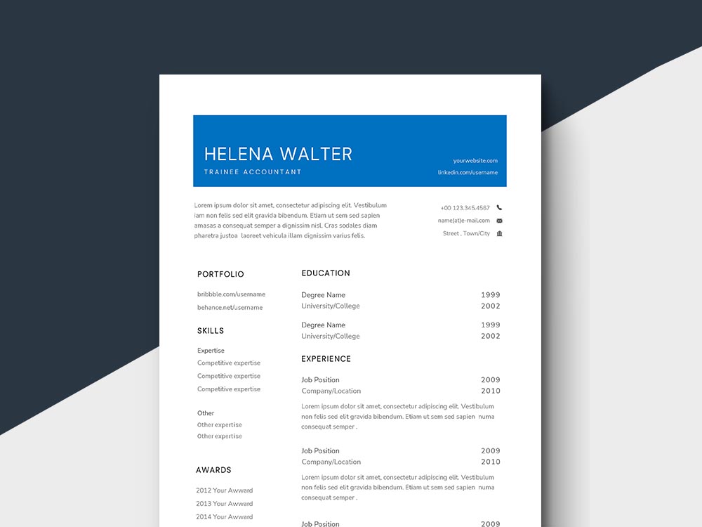 Free Trainee Accountant Resume Template