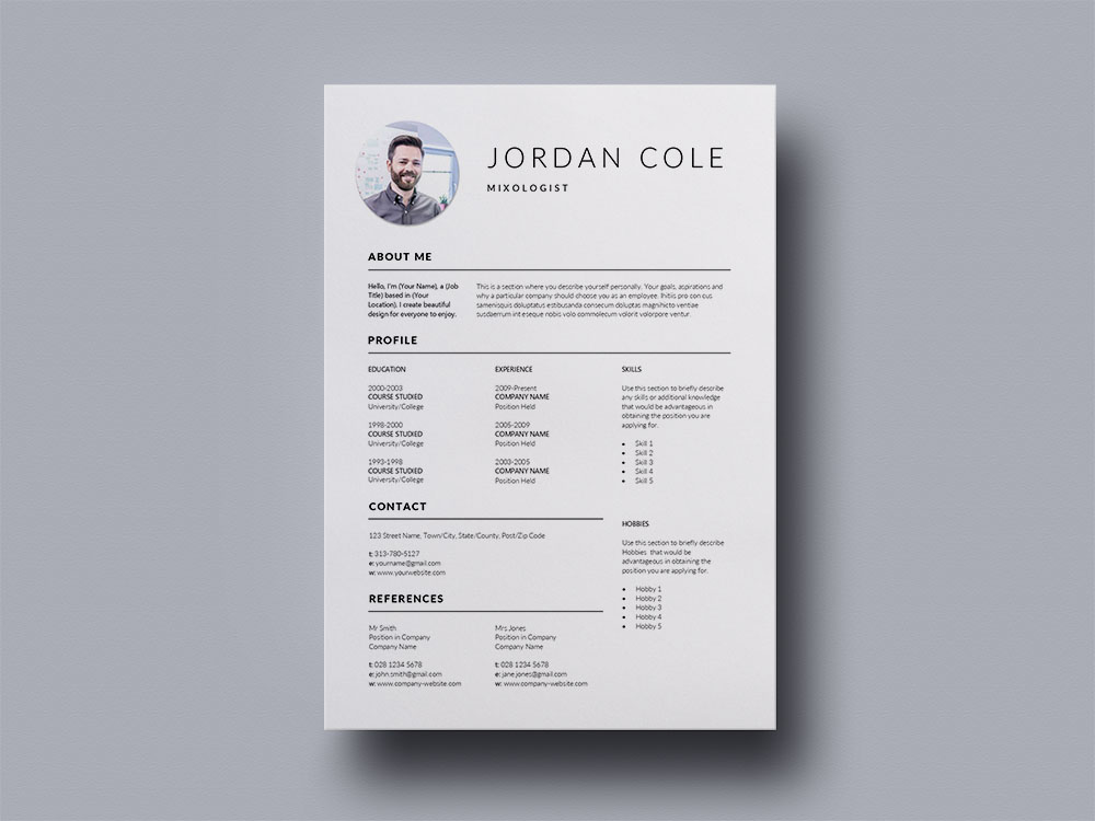 Free Mixologist Resume Template